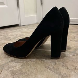 J-crew black suede heels in size 8, like new